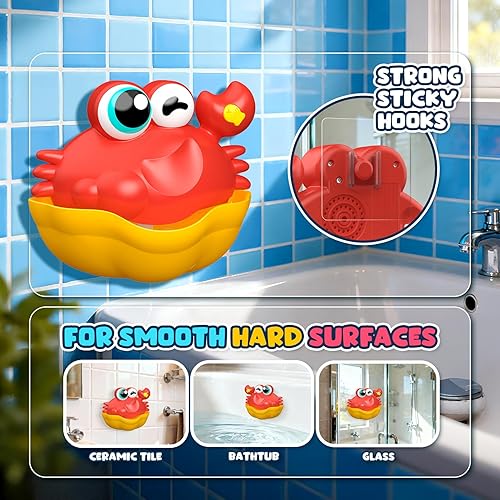 Miniatura 4 de Juguetes de baño iluminados, máquina de burbujas de cangrejo, juguetes de baño para bebés con luces coloridas para niños de 1 a 3, 4 a 8 años, gran