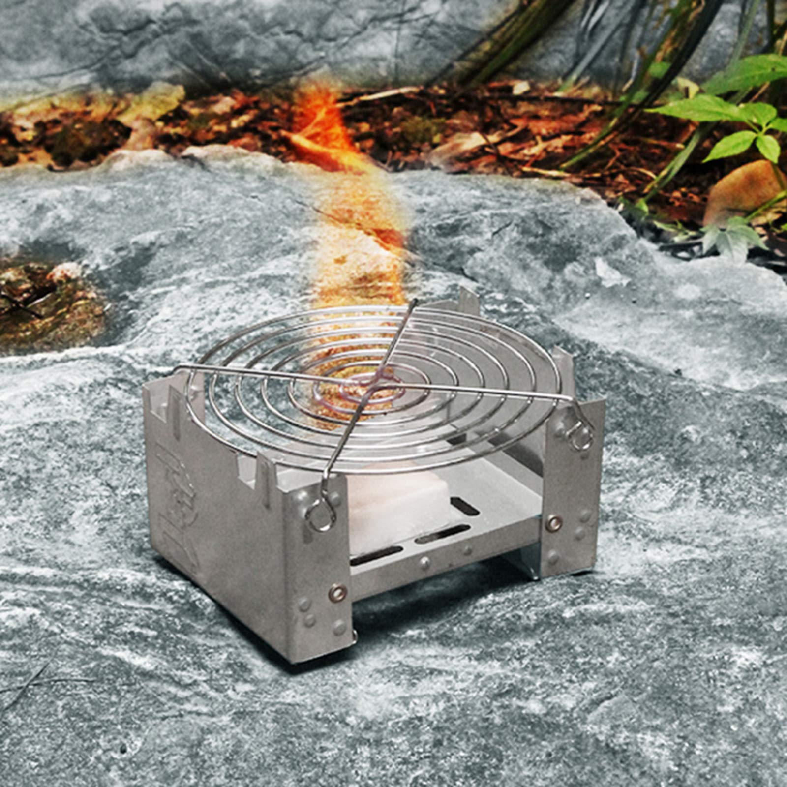 Réchaud de camping à alcool, batterie de cuisine de camping ultralégère à mini brûleur extérieur portable pour camping en plein air, randonnée, sac à dos, pique-nique
