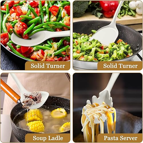 Miniatura 6 de LIANYU Juego de 8 utensilios de cocina de silicona, resistentes al calor, utensilios de cocina antiadherentes con espátula, cuchara, afinador,