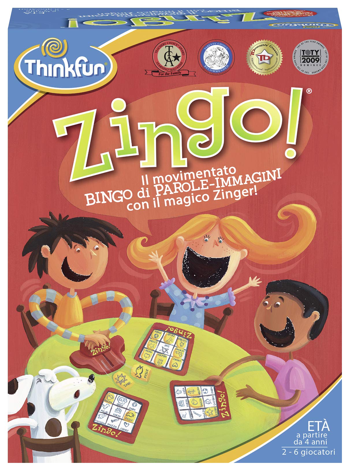 ThinkFun - Zingo, la Divertentissima Tombola di Parole e Immagini, Gioco per Bambini 4+ Anni, 2-​6 Giocatori, Versione Italiana, 76324