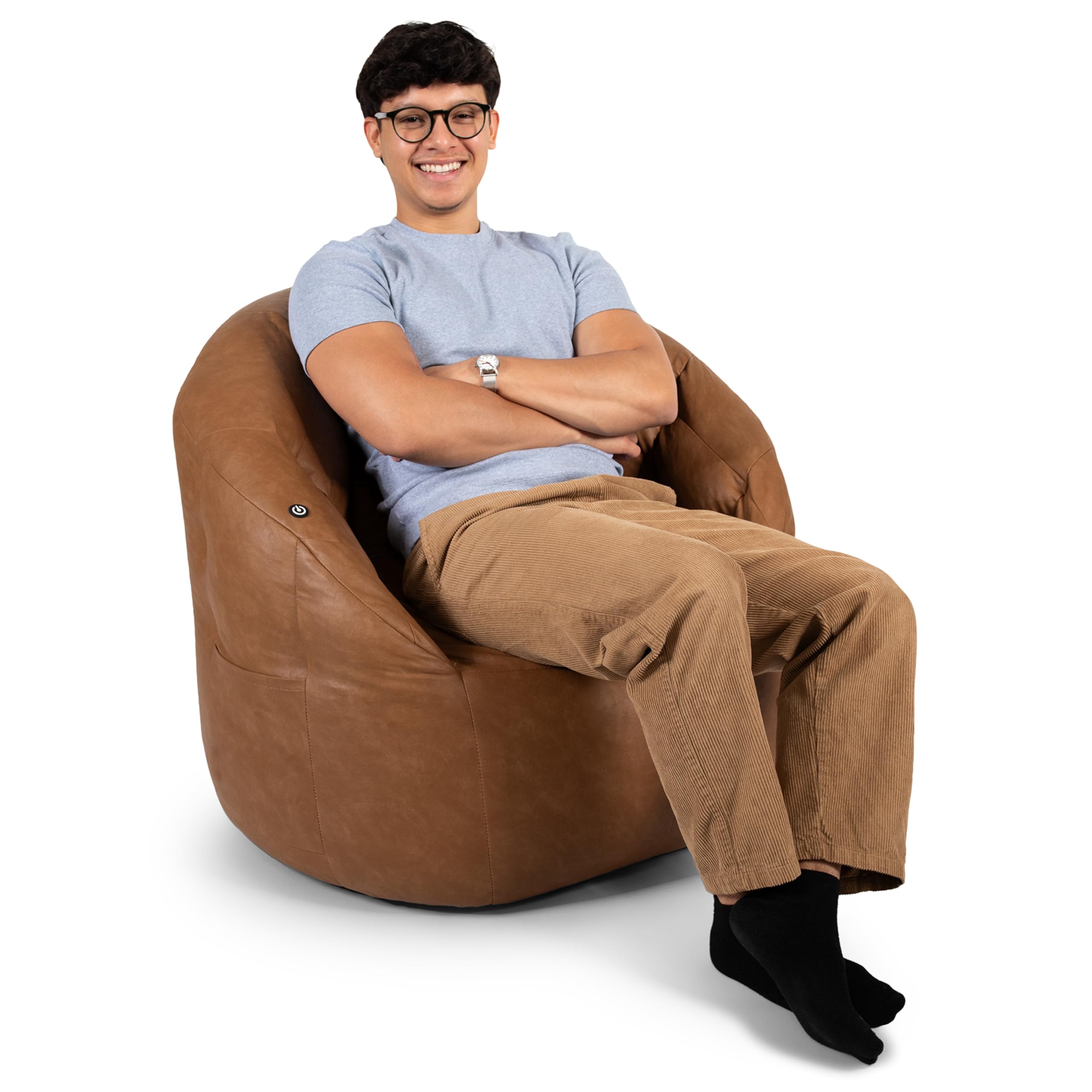 Big Joe Milano Beanbag Chair with Vibe Caramel Montana Leather