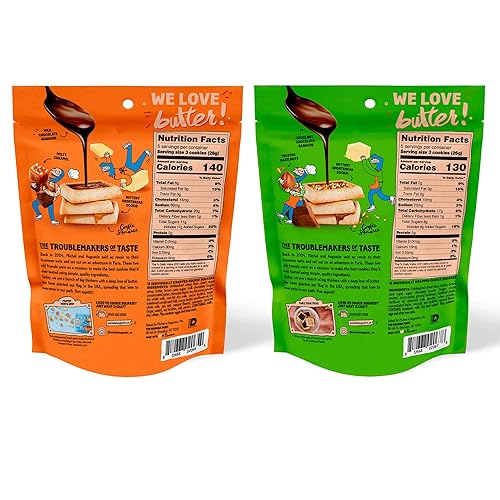 Vista 28 de Michel et Augustin Galletas, aperitivos envueltos individualmente, chocolate con leche gourmet y mantequilla de caramelo, 15 galletas de mantequilla