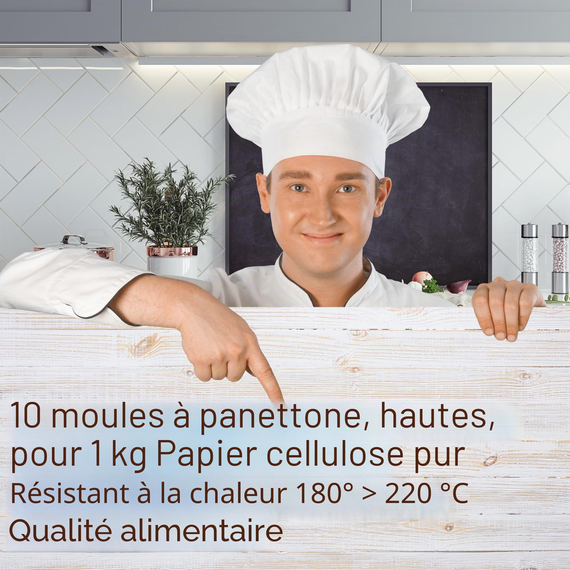 Moule à Panettone Premium de Qualité 1 Kg (10pcs) - Revêtements de Panettone Professionnels en Papier Ondulé Pure Cellulose au Micro-ondes Conçus pour Panettone, Résistants à la Chaleur 220°C