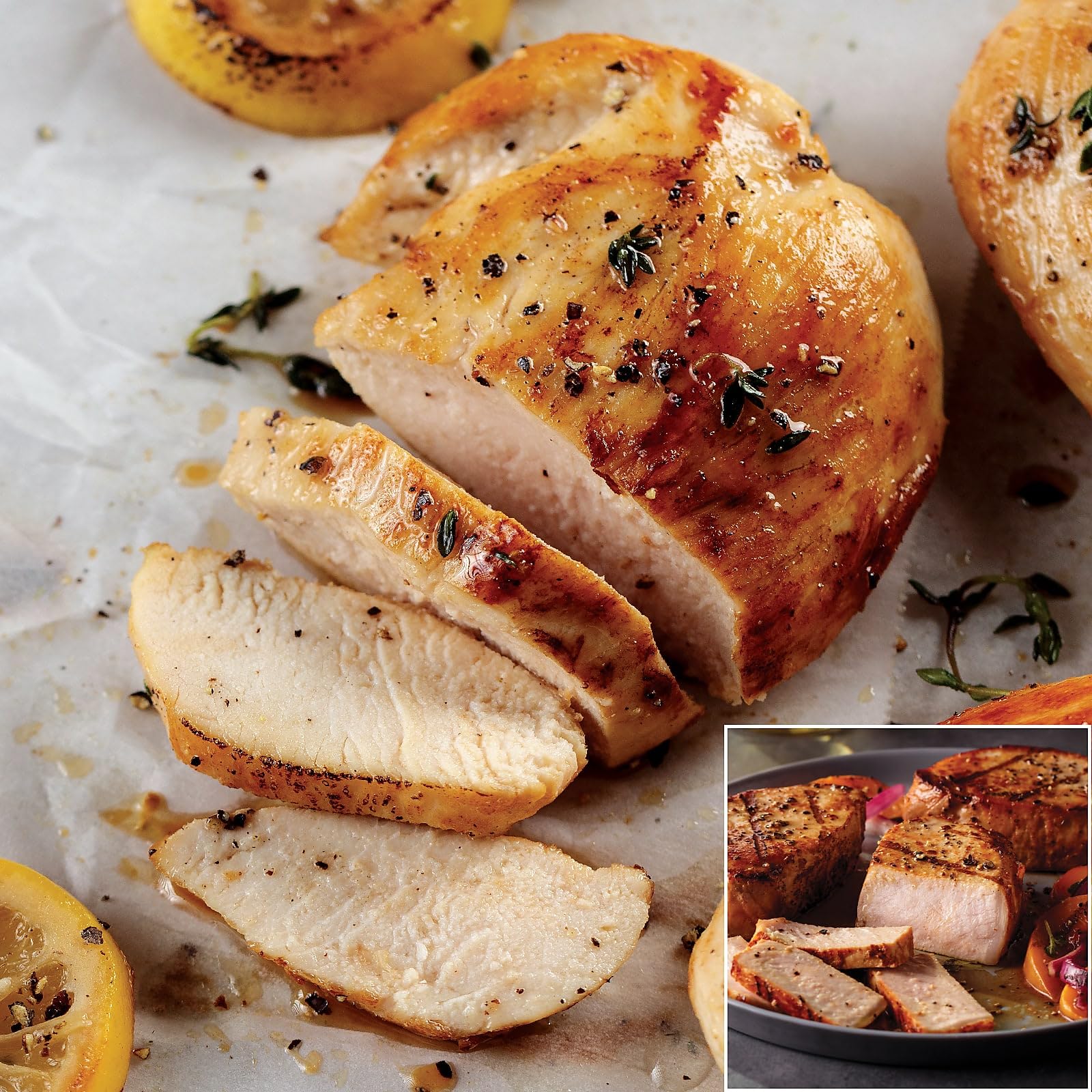 Omaha Steaks 32 Chicken Breasts & 32 Pork Chops (Air-Chilled Boneless Chicken Breasts and Boneless Pork Chops)