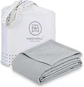 Threadmill Luxury Cotton Blankets for Twin Size Bed | All-Season 100% Cotton Twin Blanket for Bed | Aster Jacquard Lightweight, Soft & Cozy Coverlet, 350GSM, 68 x 90 inches | Scottish Grey