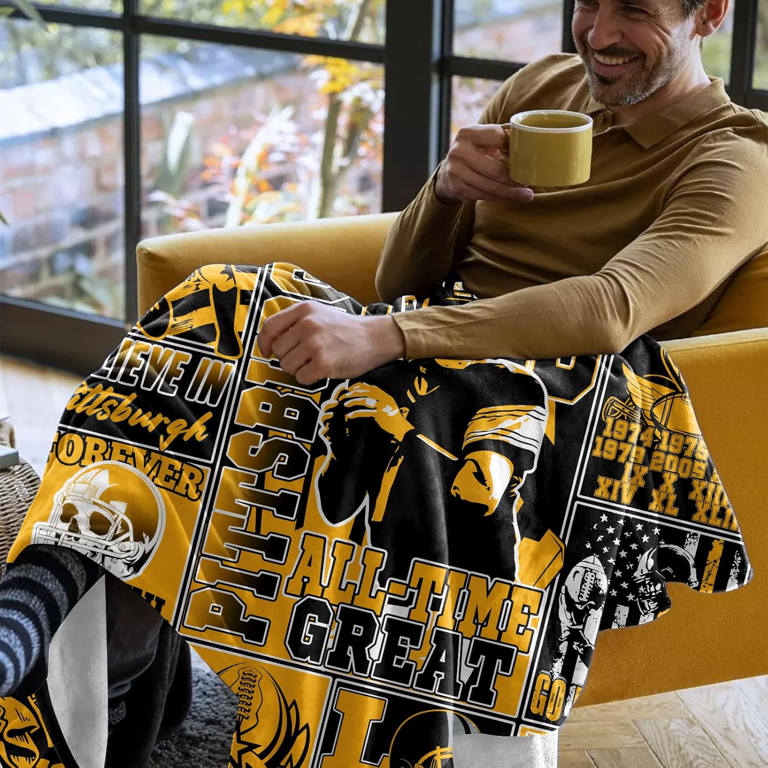 City Gifts for Men Women, Football Gifts for Team Fans, Football Merchandise, Team Color Sport Style Blankets and Throws 80"x60" - Image 4