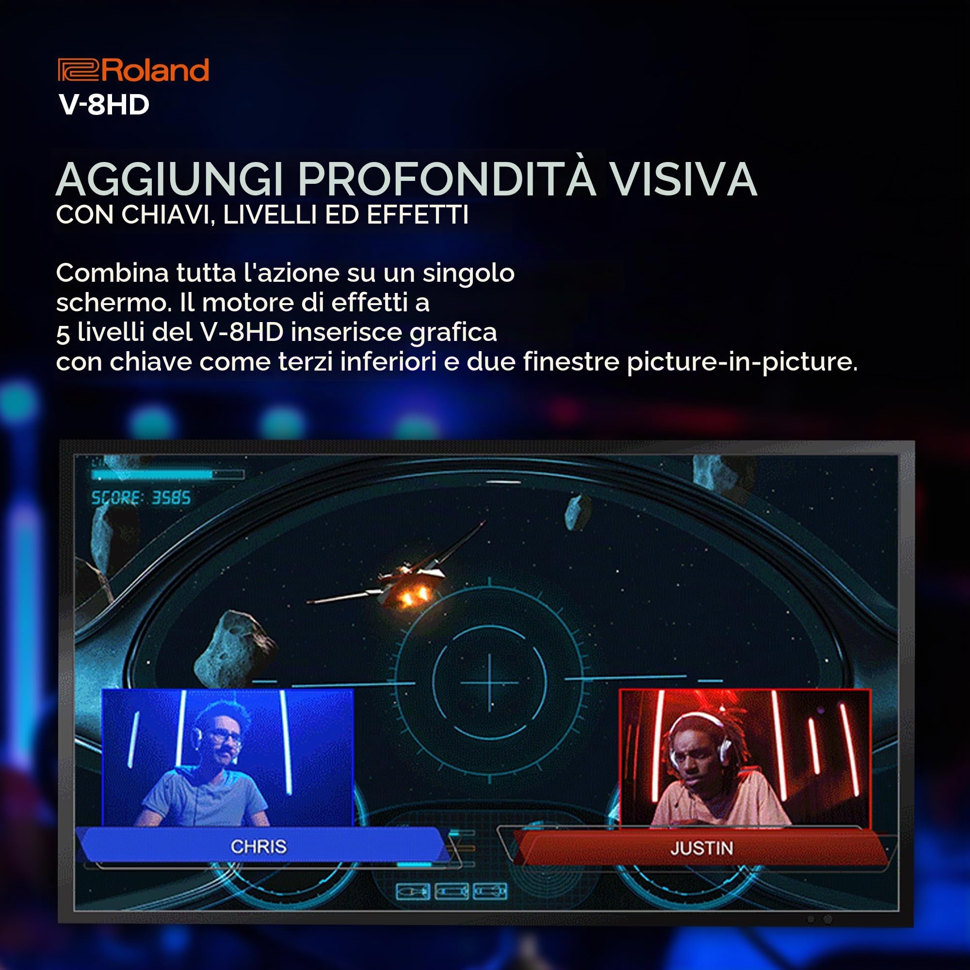 Roland V-8HD Video Switcher; Workflow HDMI, Ultra-portatile con monitor multi-view per la preview incorporato