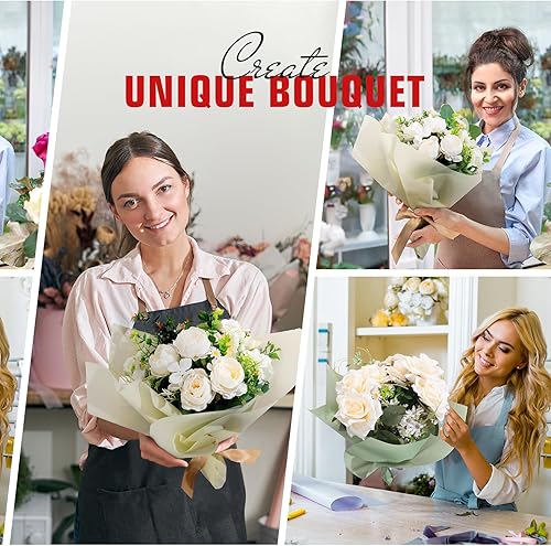 Miniatura 5 de Ctosree 320 hojas de papel de regalo de flores a granel, hojas de papel de embalaje floral a granel, suministros de ramo de floristería, embalaje de