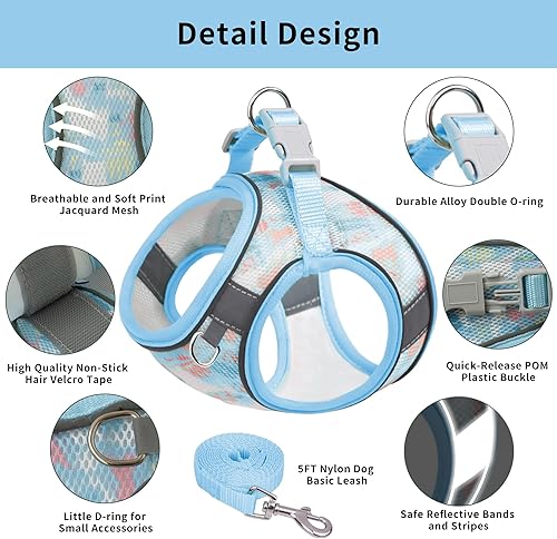 Miniatura 5 de JOYPAWS Juego de arnés y correa para cachorro, arnés de chaleco para perro con malla transpirable, rayas reflectantes, arnés ligero para mascotas