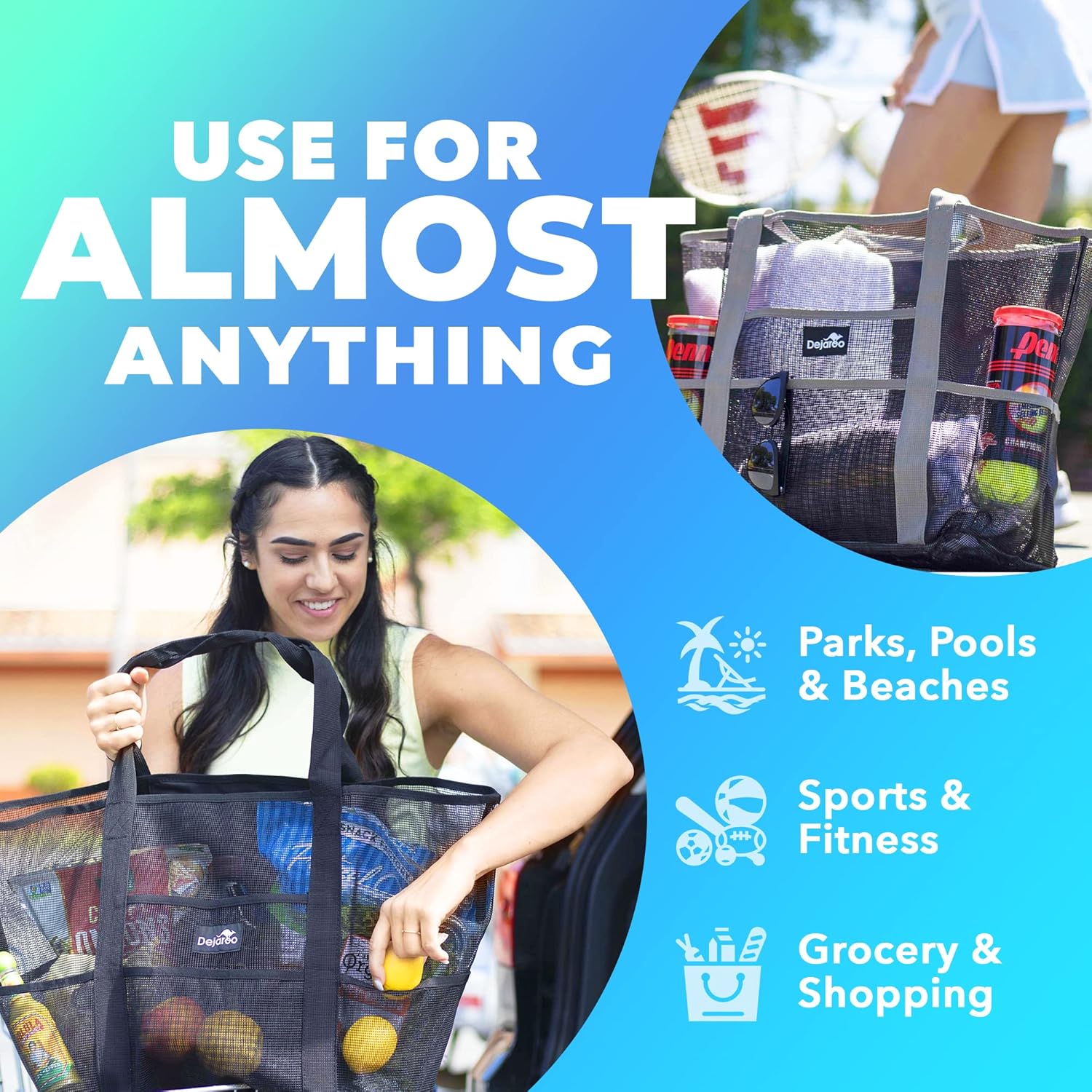 Dejaroo Mesh Sand Free Bag - Strong Lightweight Bag For Beach & Vacation Essentials. Tons of Storage! - Image 6