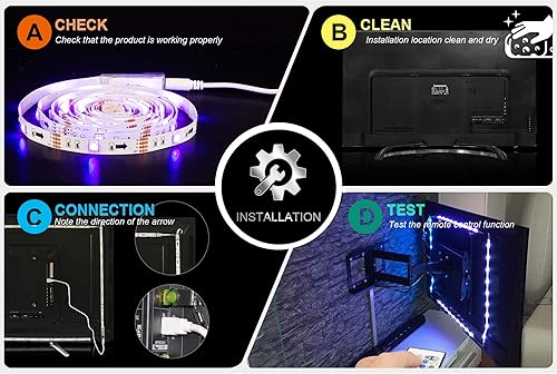 Miniatura 4 de Pangton Villa Línea de luces LED de 656 pies para TV de entre 40 y 60 pulgadas Luz LED de fondo para TV con conexión USB con control remoto 5050