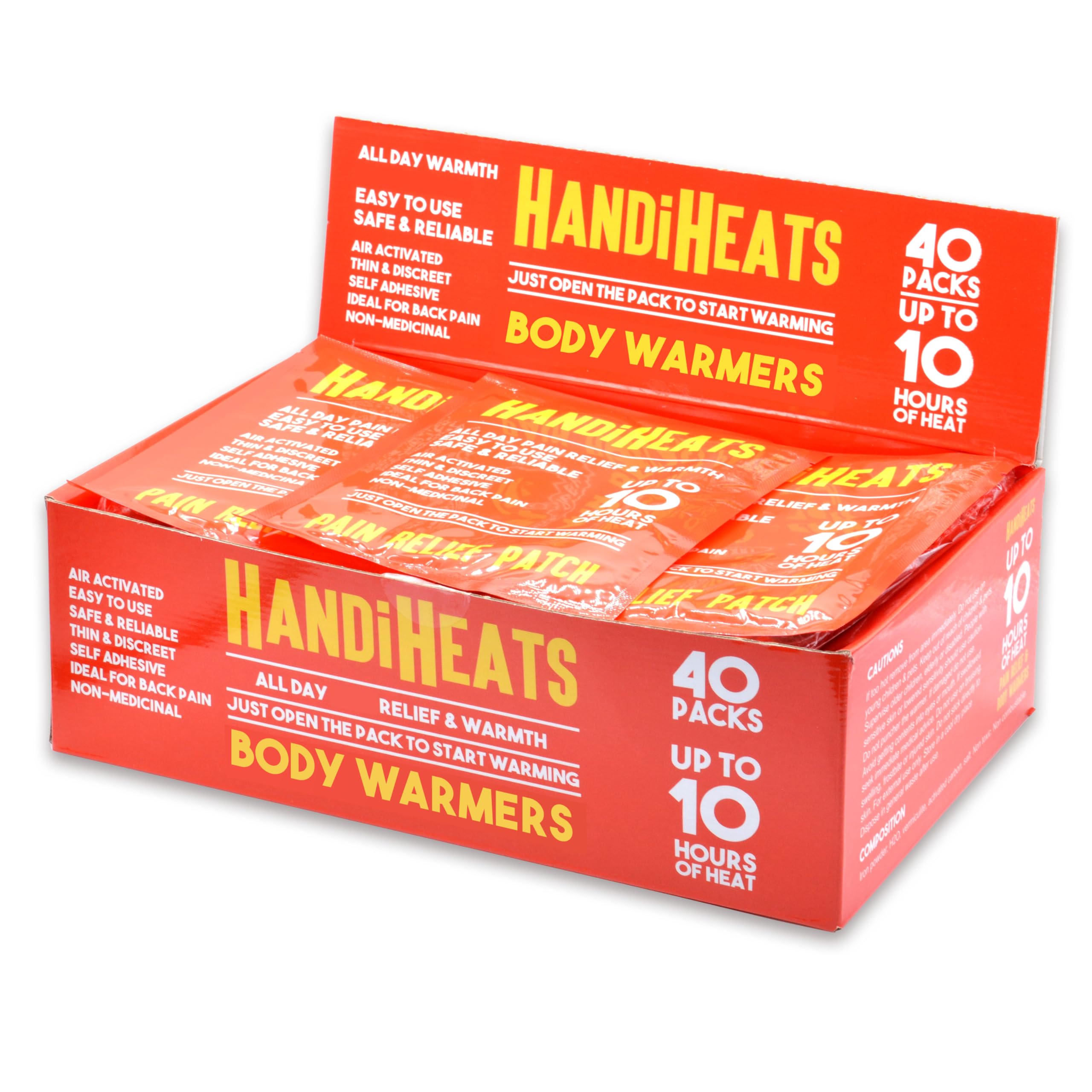 40 calentadores autoadhesivos desechables para espalda, músculos, dolor menstrual, senderismo, esquí, snowboard, parches para el dolor, calentadores corporales, activados por aire, 10