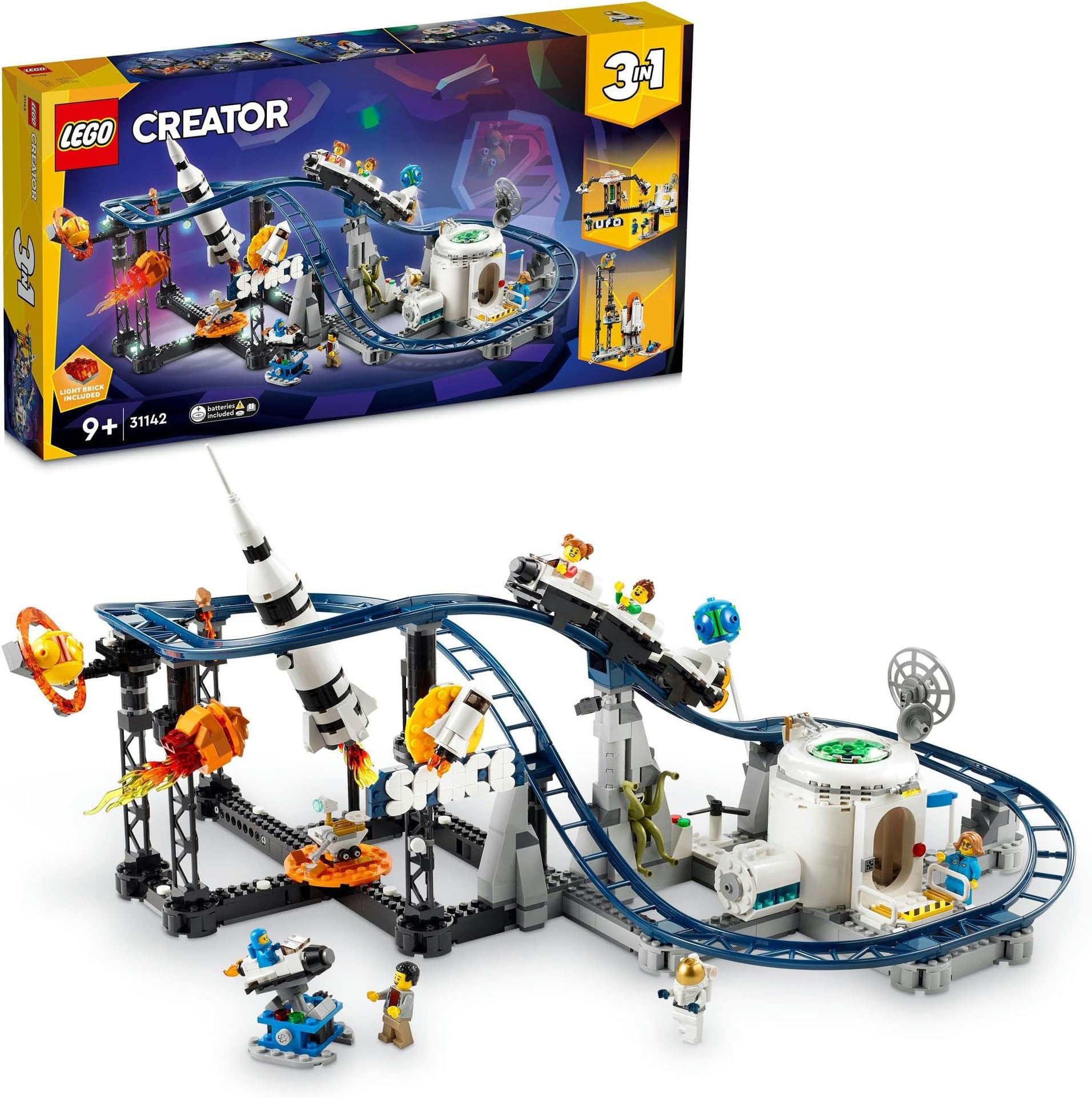 LEGO Creator Space Jet Coaster 874 Piece Toy Birthday Christmas Present Blocks Boys Girls Children 9 10 11 Elementary School Space 31142