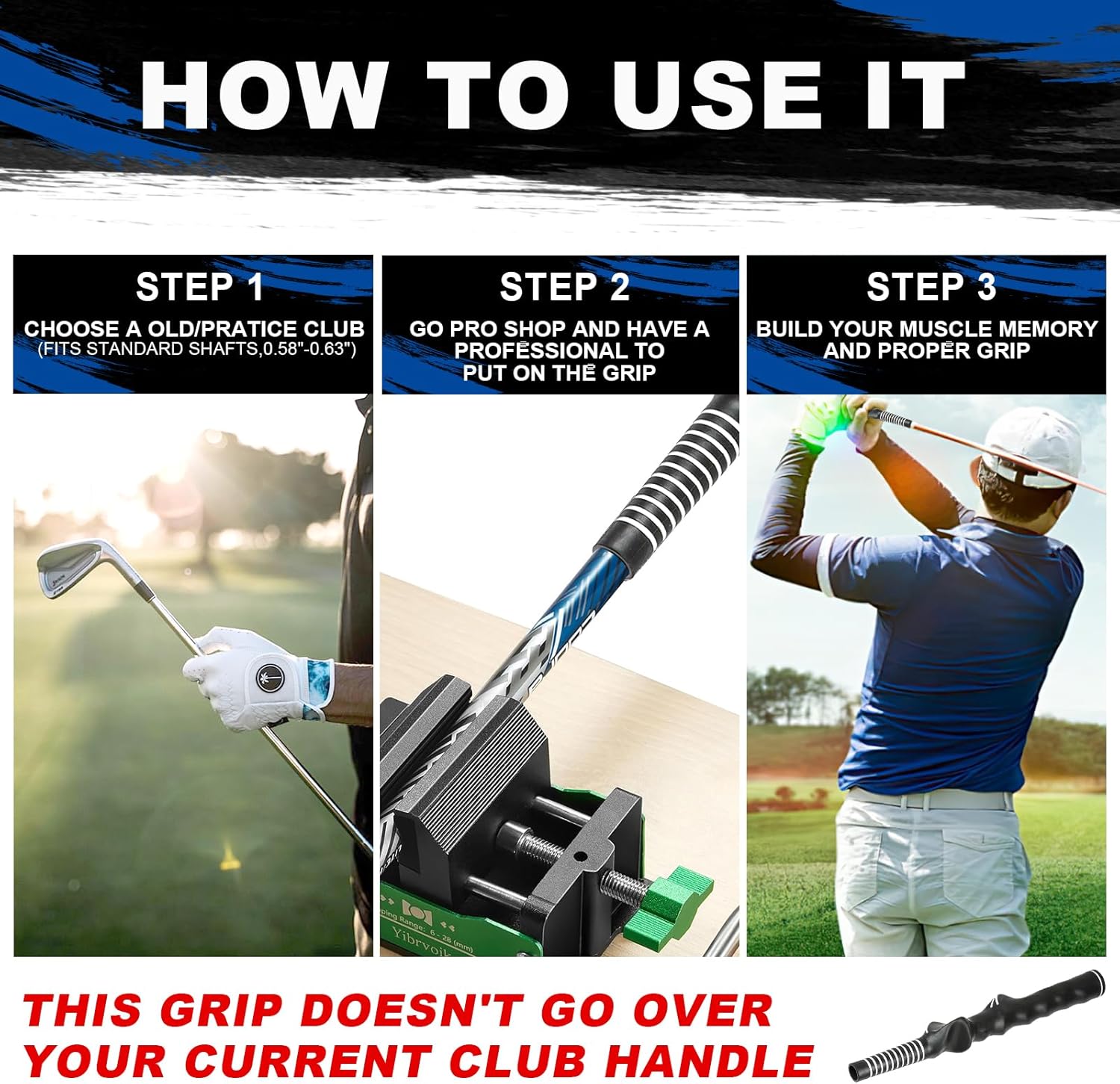 ゴルフトレーニンググリップ 右利き用 | ゴルフグリップトレーナー | ゴルフスイングトレーニンググリップトレーナー 標準サイズ