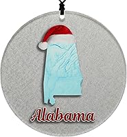 Vista 83 de Vermont Christmas Ornament - Winter Theme Featuring Snow, State Terrain Map and Santa Cap - 2025 Hanging Acrylic Disc Decoration For Tree - Unique