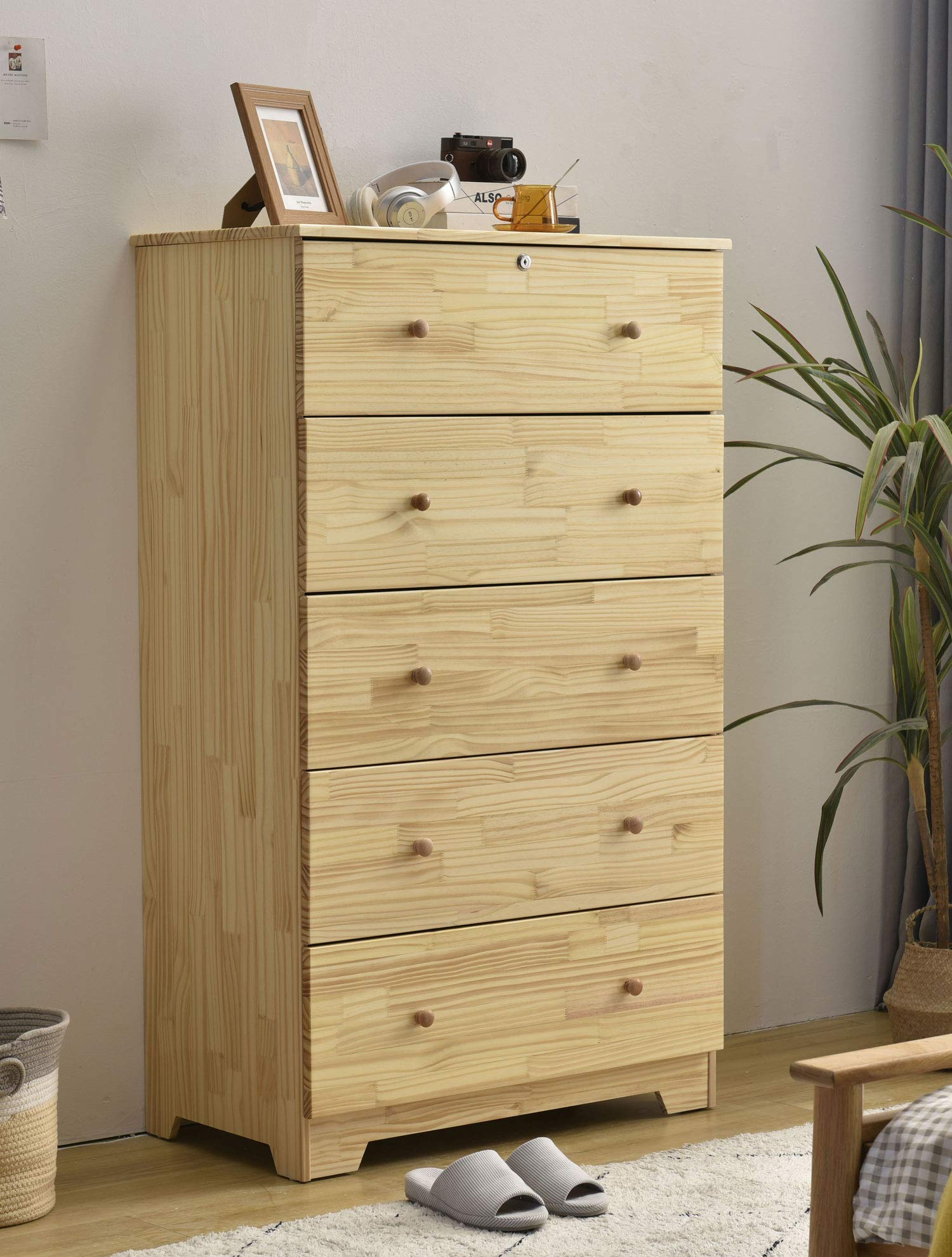 Buy 100 Solid Pine Wood Super Jumbo Chest 5 Deep Drawers; Storage