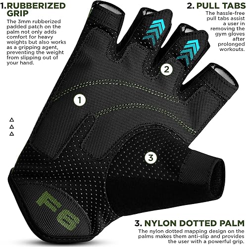 Miniatura 2 de RDX Guantes de levantamiento de pesas para gimnasio, entrenamiento de fitness, palma acolchada antideslizante, equipo de entrenamiento de fuerza