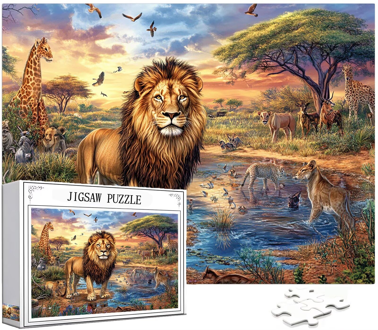 Lion Puzzle 2000 Pièces Adultes, Grand Bois Puzzle Animal Motif Désign, 100x70cm Jigsaw Bricolage Artisanat 14 Ans Activité Familiale Emballage Cadeau pour Decoration Murale Maison Chambre, Model110