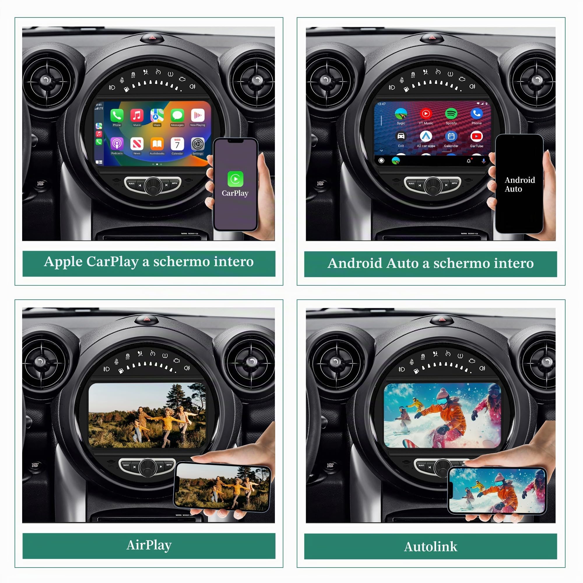 Autoradio per Mini Cooper R55-61 Car Stereo Radio Upgrade Kit 8 pollici Touch Screen Android 13 PX5 64G CarPlay Navigazione GPS Telecamere di backup