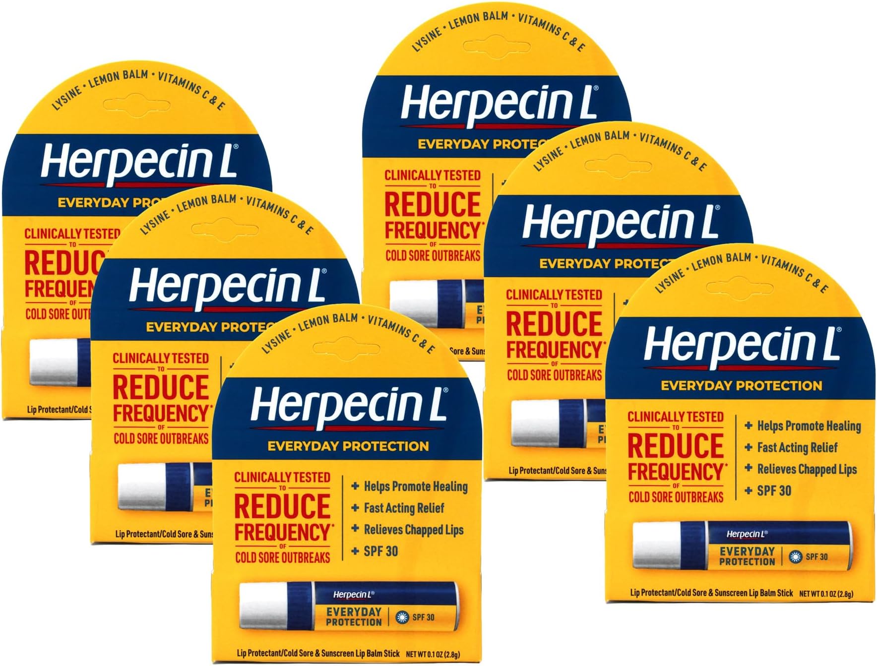 Lip Balm Stick, 30 SPF, 0.1 Ounce (Pack of 6)