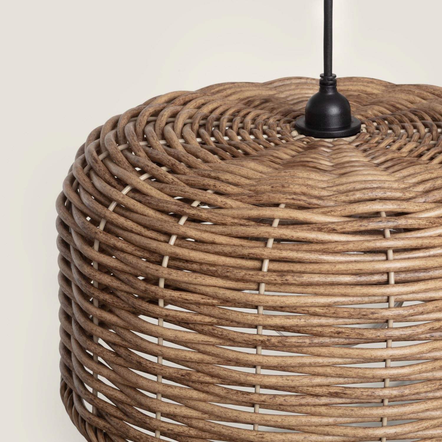 LEDKIA LIGHTING Lámpara Colgante Exterior Efecto Ratán Léa Drum S Natural E27