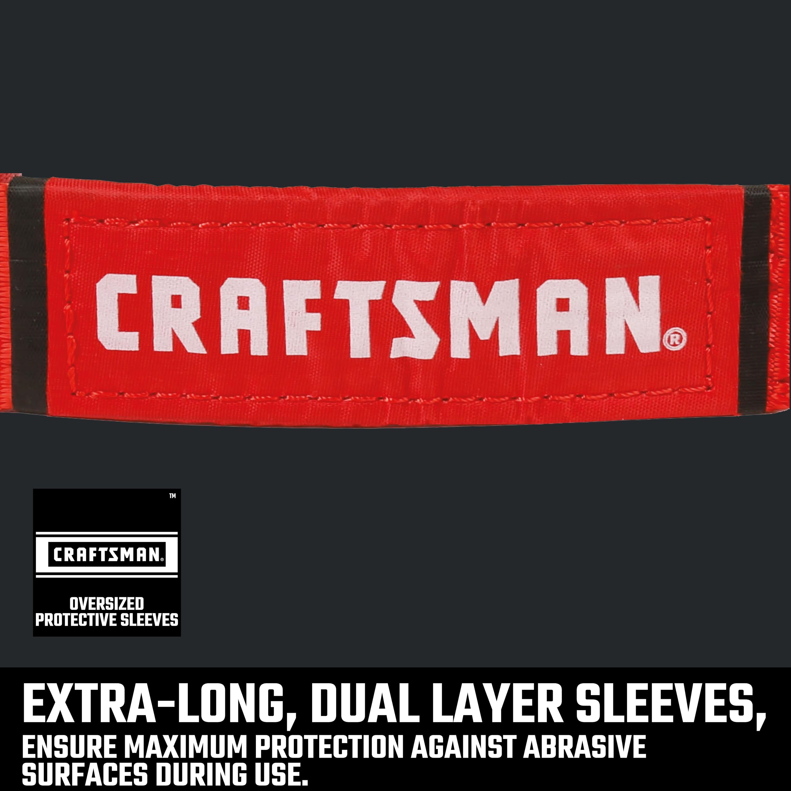 CRAFTSMAN CMXAZBS2001 Abschleppgurt mit Schlaufenenden, 5,1 cm x 5,1 m, 1,4 kg sichere Wortking-Last/4,1 kg Bruchfestigkeit, Schwarz/Rot