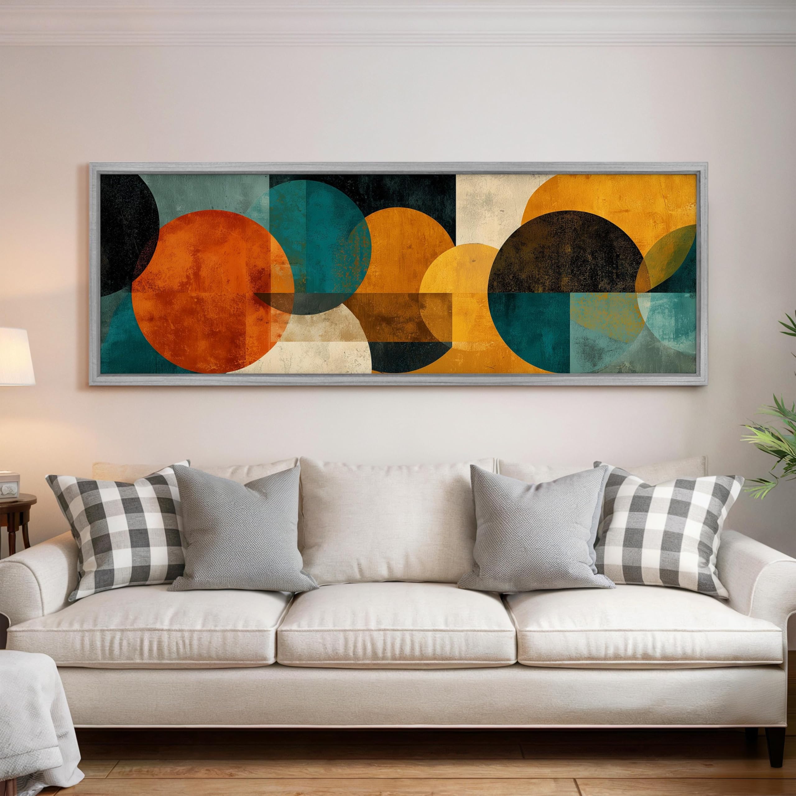 Tableau style milieu du siècle impression d'art haut de gamme géométrique 30x90 - 8