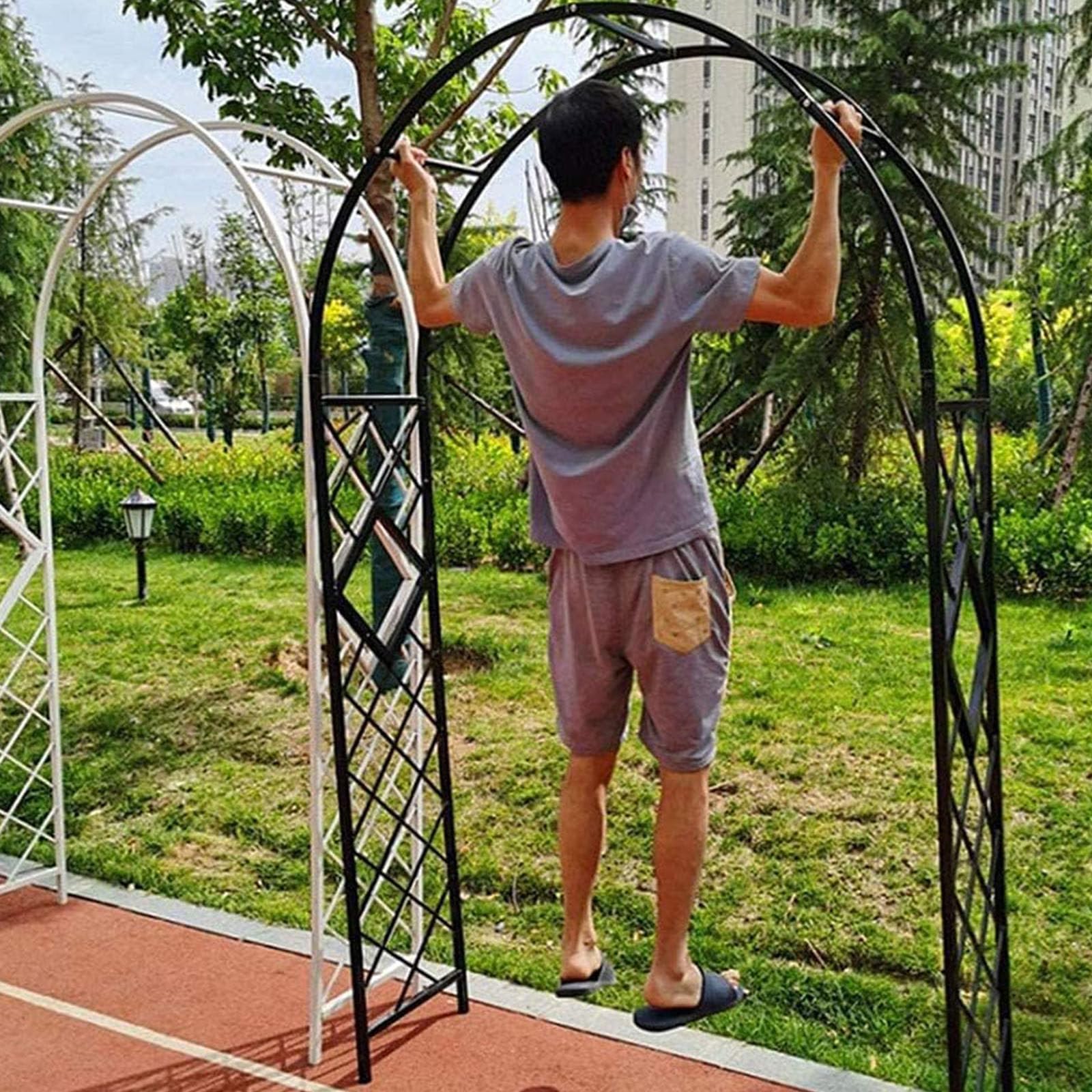 Grande arco da giardino in metallo, 1,4 m e 3,4 m, supporto per piante rampicanti bianche, supporto per rose e fiori, decorazione esterna per cortile, cortile ed eventi di matrimonio.