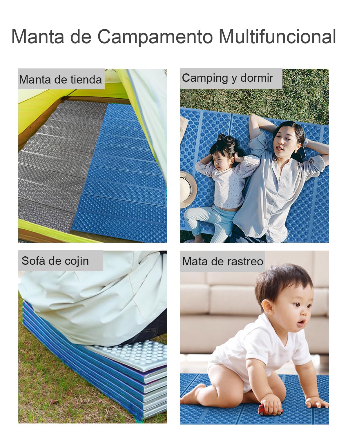 Esterilla aislante plegable de espuma, para exteriores, camping, ultraligera, 180 x 60 cm, para tienda de campaña, playa, para viajes, senderismo, montañismo