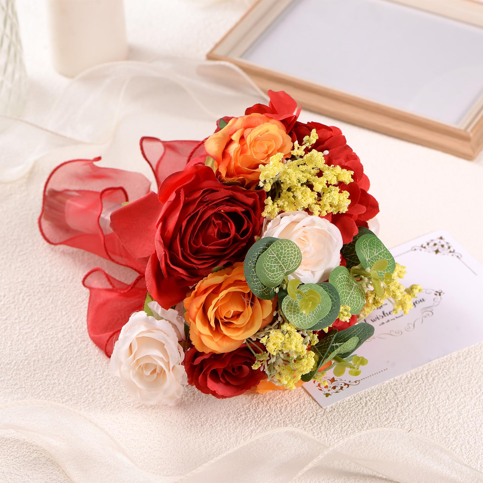 M METERXITY Wedding Bouquets for Bride Artificial Flower Bouquet for Wedding Bridal Bouquets for Bride/Bridesmaid - Image 4