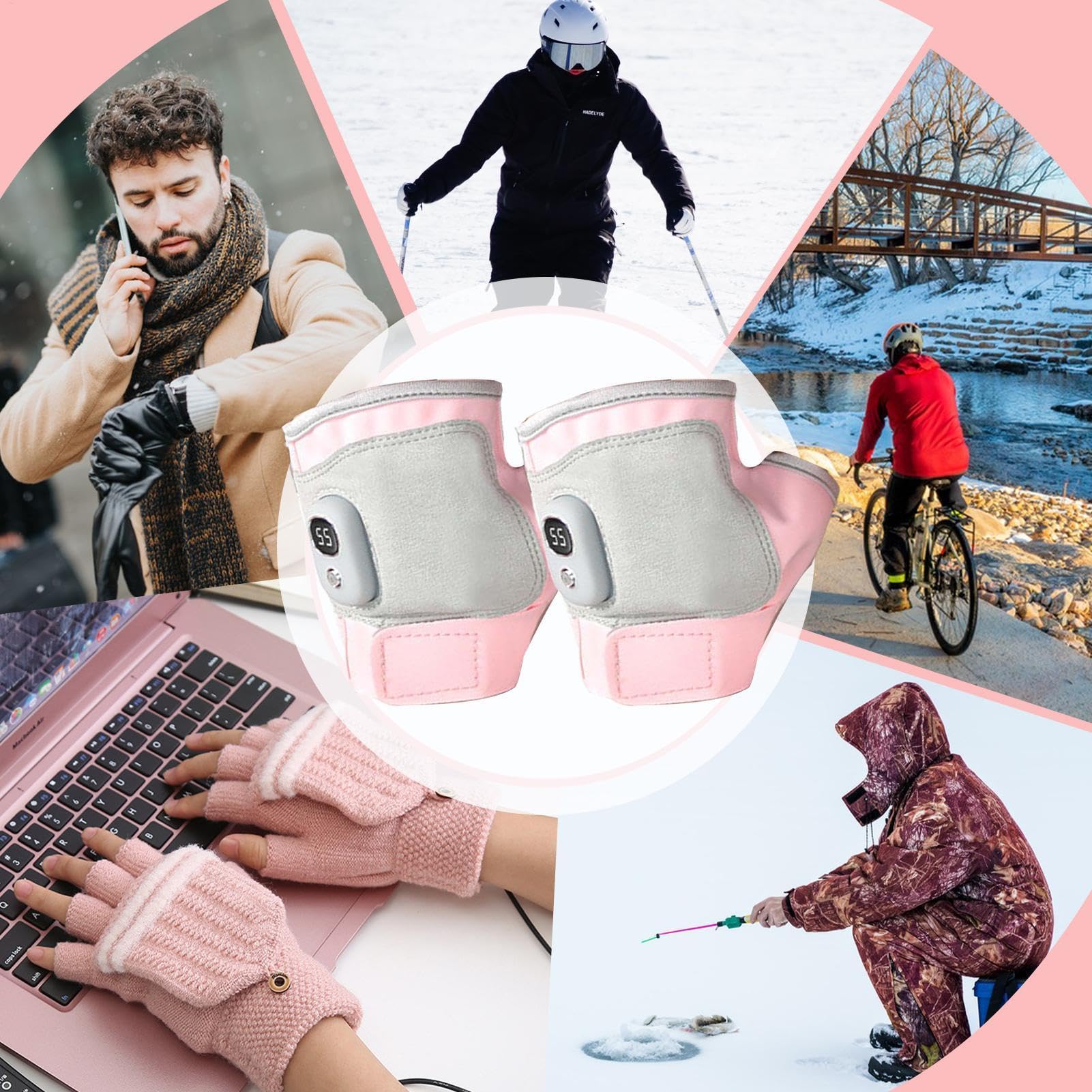 Podgrzewane rękawiczki USB bez palców, podgrzewane rękawiczki z USB, ładowalne rękawiczki bez palców, podgrzewane rękawiczki z zasilaniem USB, zimowe podgrzewane rękawiczki bez palców, ciepłe