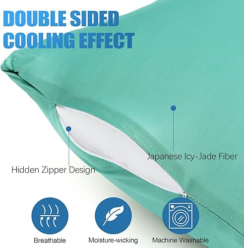 Miniatura 2 de Juego de 2 fundas de almohada refrescantes, 18 x 18 pulgadas, con doble cara para el frío, absorben la humedad, con cremallera oculta, fundas de