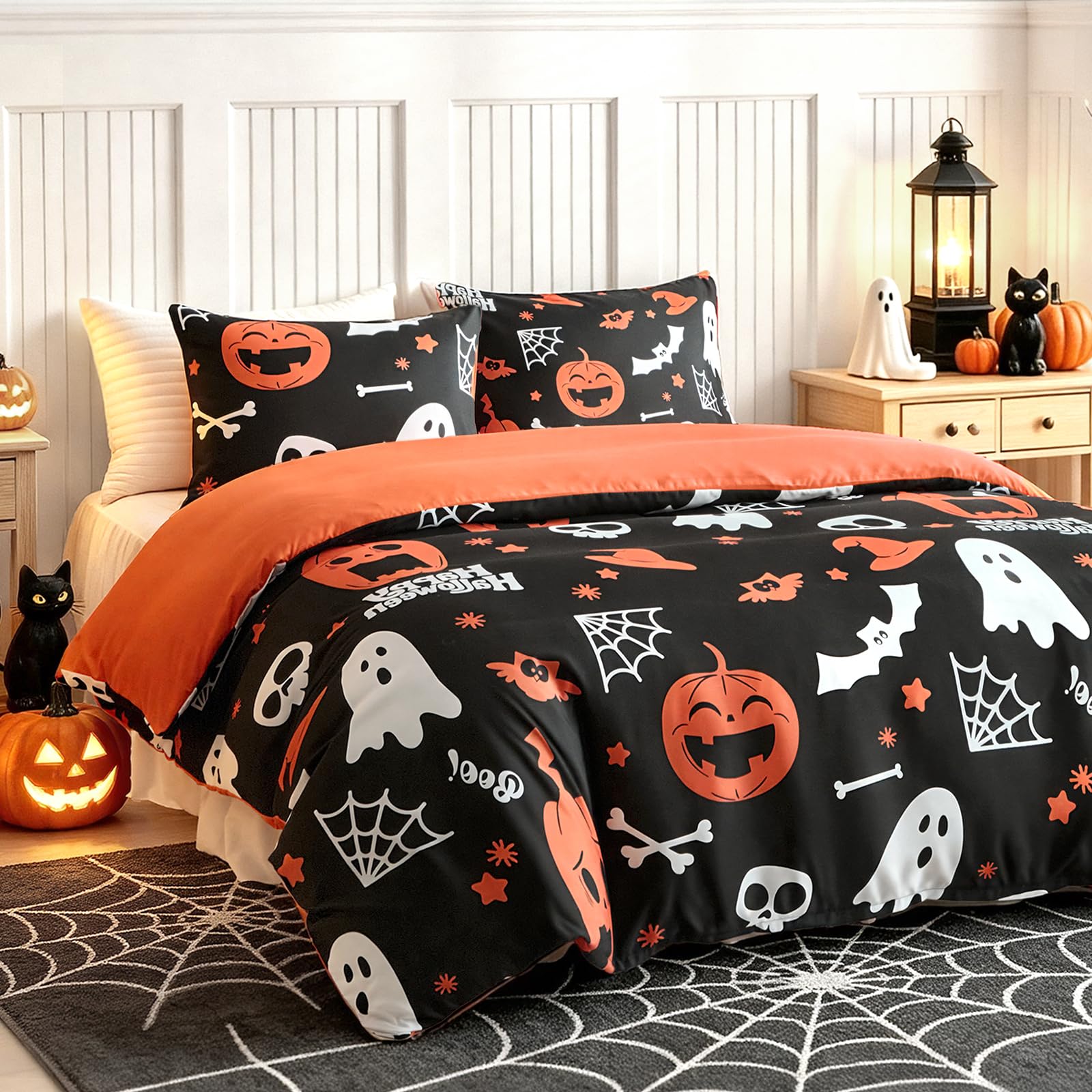 Tokokimo Halloween Bedding Double Duvet Cover Set - Pumpkin Ghost Pattern — image 1