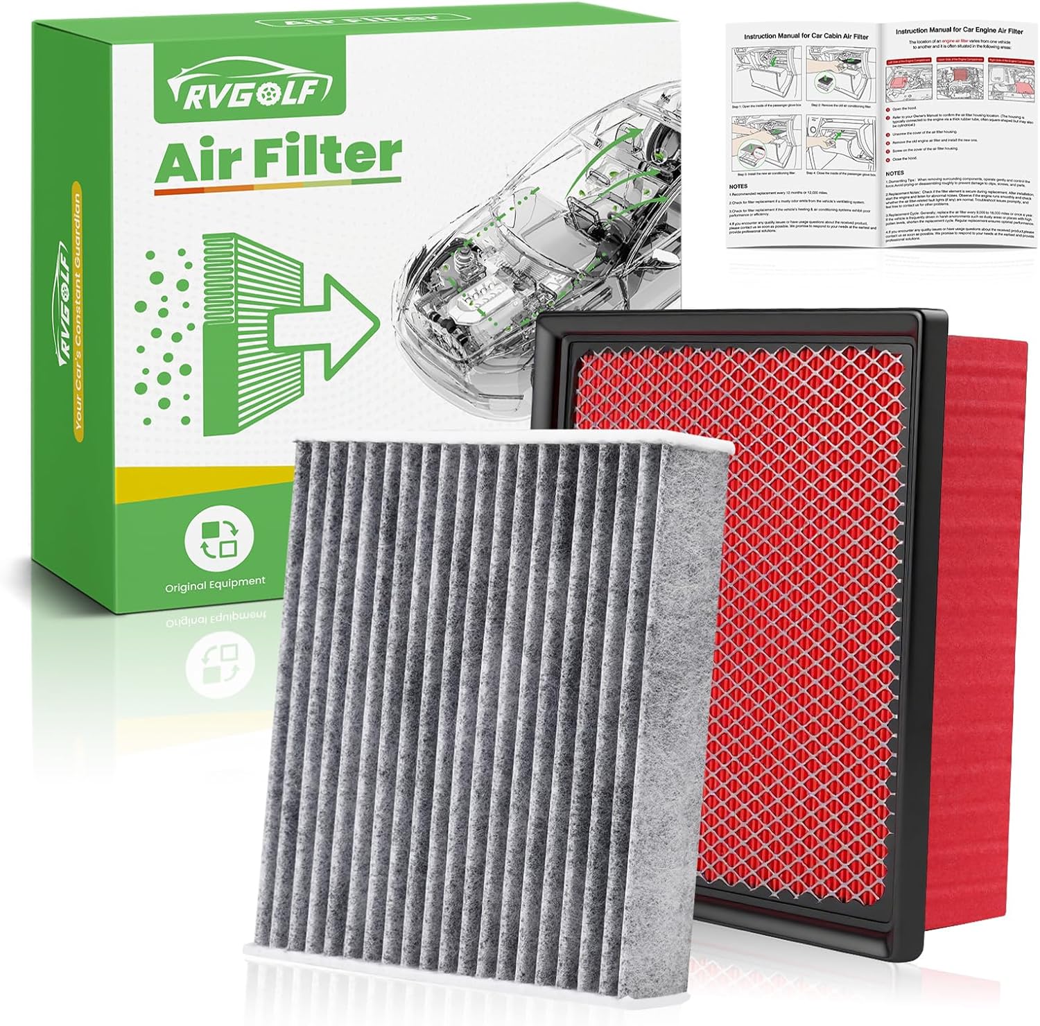 Engine+Cabin Air Filters Fit for 2011-2025 2026 Dodge Durango, 2011-2021 Jeep Grand Cherokee, 2022 Grand Cherokee WK(ALL FIT 3.6L/5.7L/6.4L) Engine Air Filter Kit Accessories# CF11183 CA10755