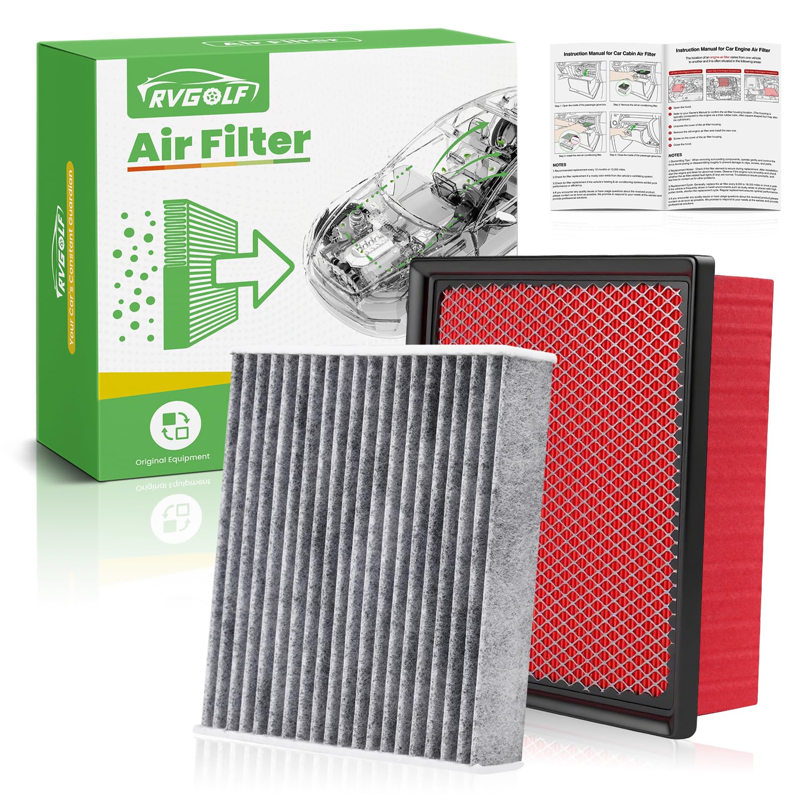 Engine+Cabin Air Filter Fit for 11-26 Durango, 11-21 Grand Cherokee