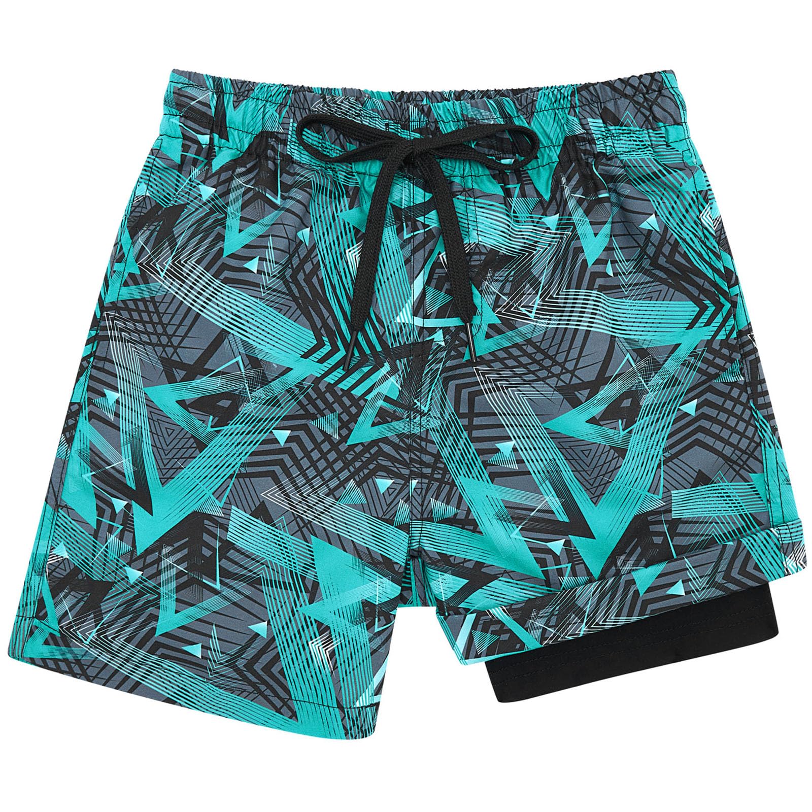 kids4ever Badehose Jungen Kinder Badeshorts mit Kompression Liner 2 in 1 Schnelltrocknend Strandhose Surf Shorts Kurze Schwimmhose 7-18 Jahre
