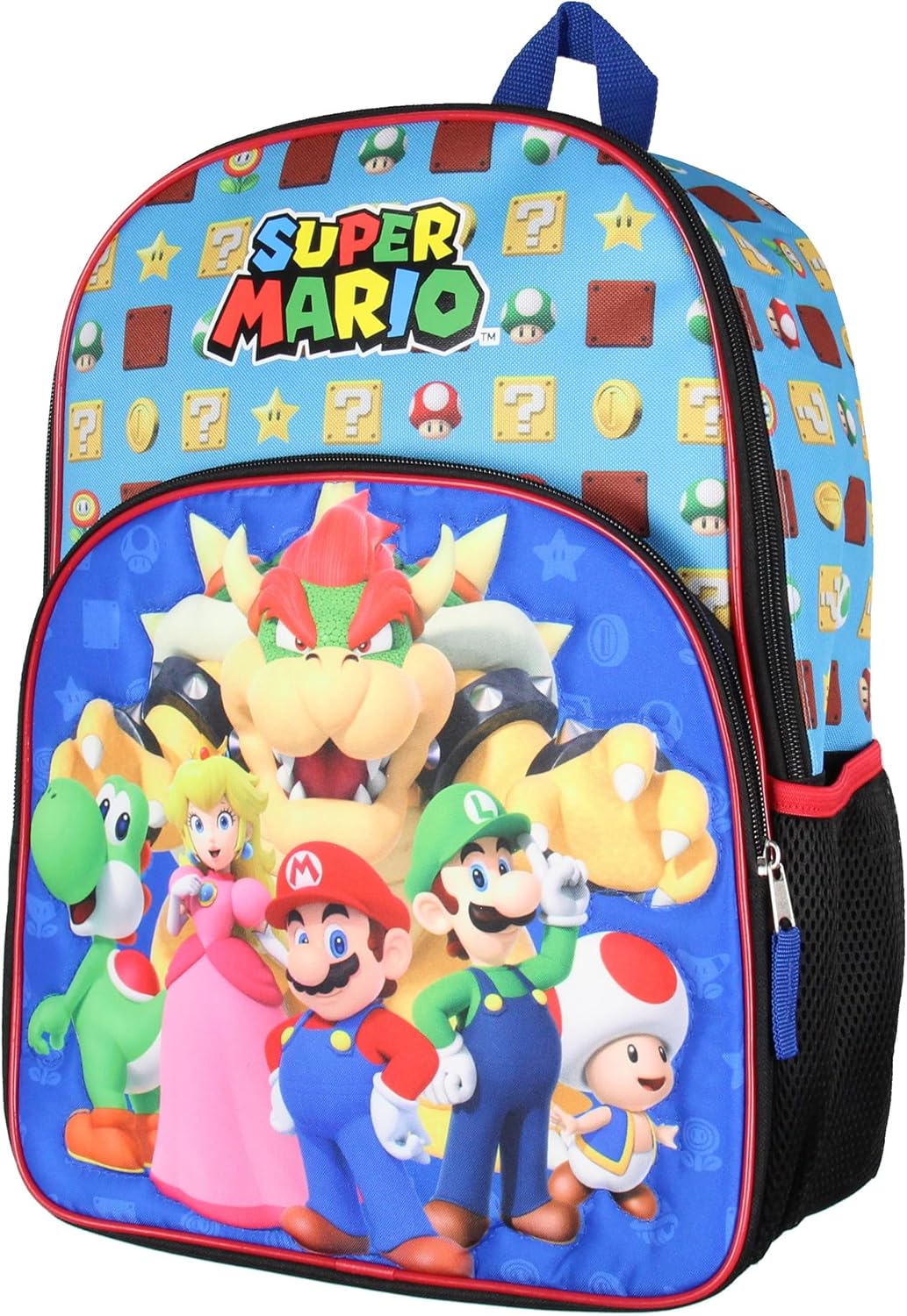 Super Mario Backpack Bowser Luigi Princess Peach Yoshi 16" Kids Bag School Travel