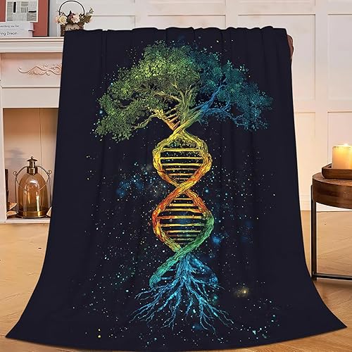 Miniatura 2 de Dynova Manta de felpa acogedora con diseño de árbol de la vida, de ADN de galaxia, de franela, de vellón, regalos para niñas, niños, mujeres y