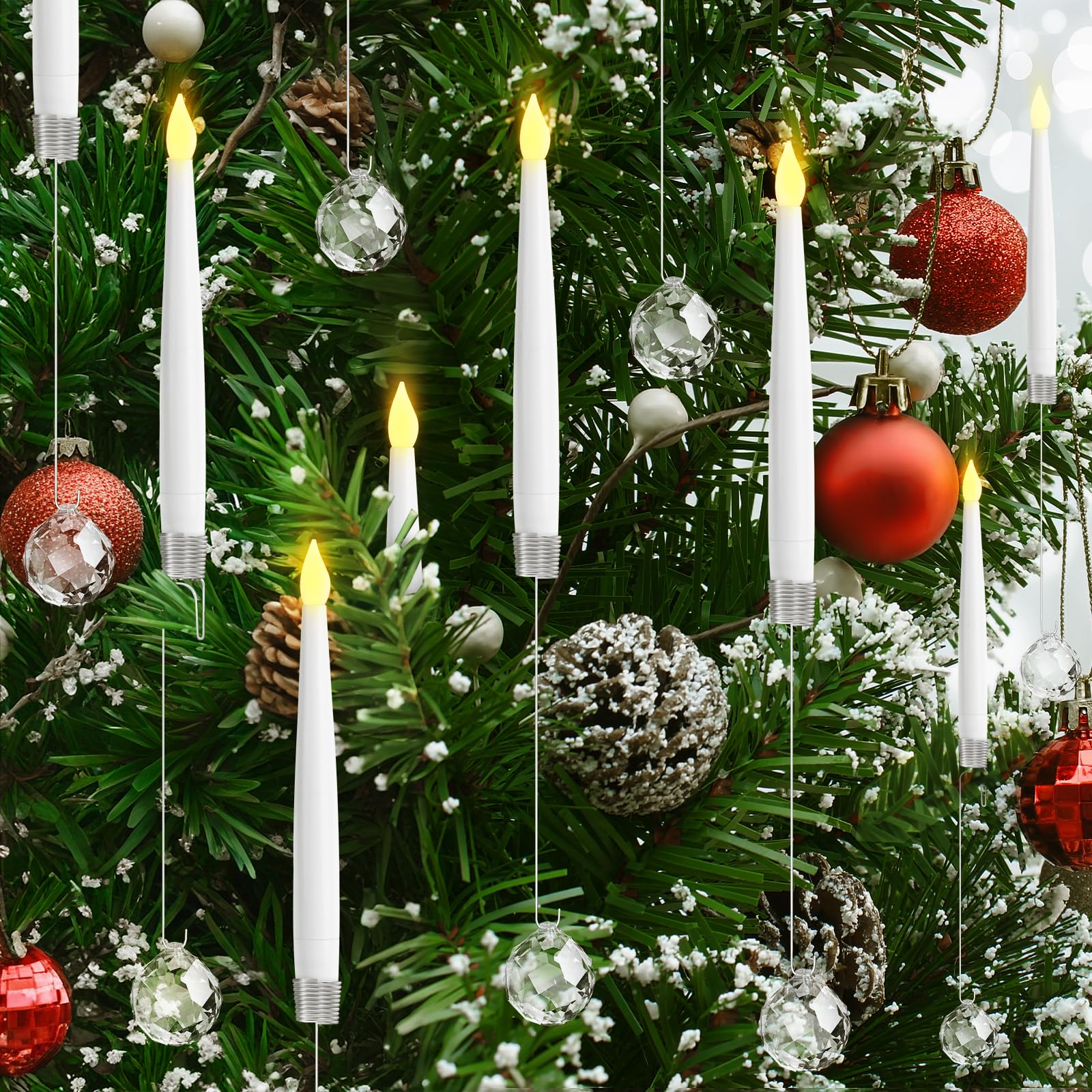 Candele A LED Per Albero Di Natale – Confezione Da 10 Con Telecomando E Gancio A Perla – Effetto Fiamma Tremolante