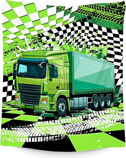 Boys Blanket, Kids Car Blankets Gifts, Construction Truck Theme Throw, Cozy Flannel Throw for Men, 60"x80"
