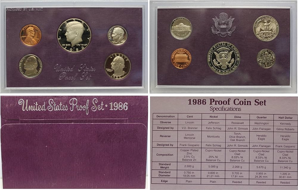 コレクション 1986 United States Proof Coin Set CN1986P - 1986 United States Mint Proof Set, San Francisco