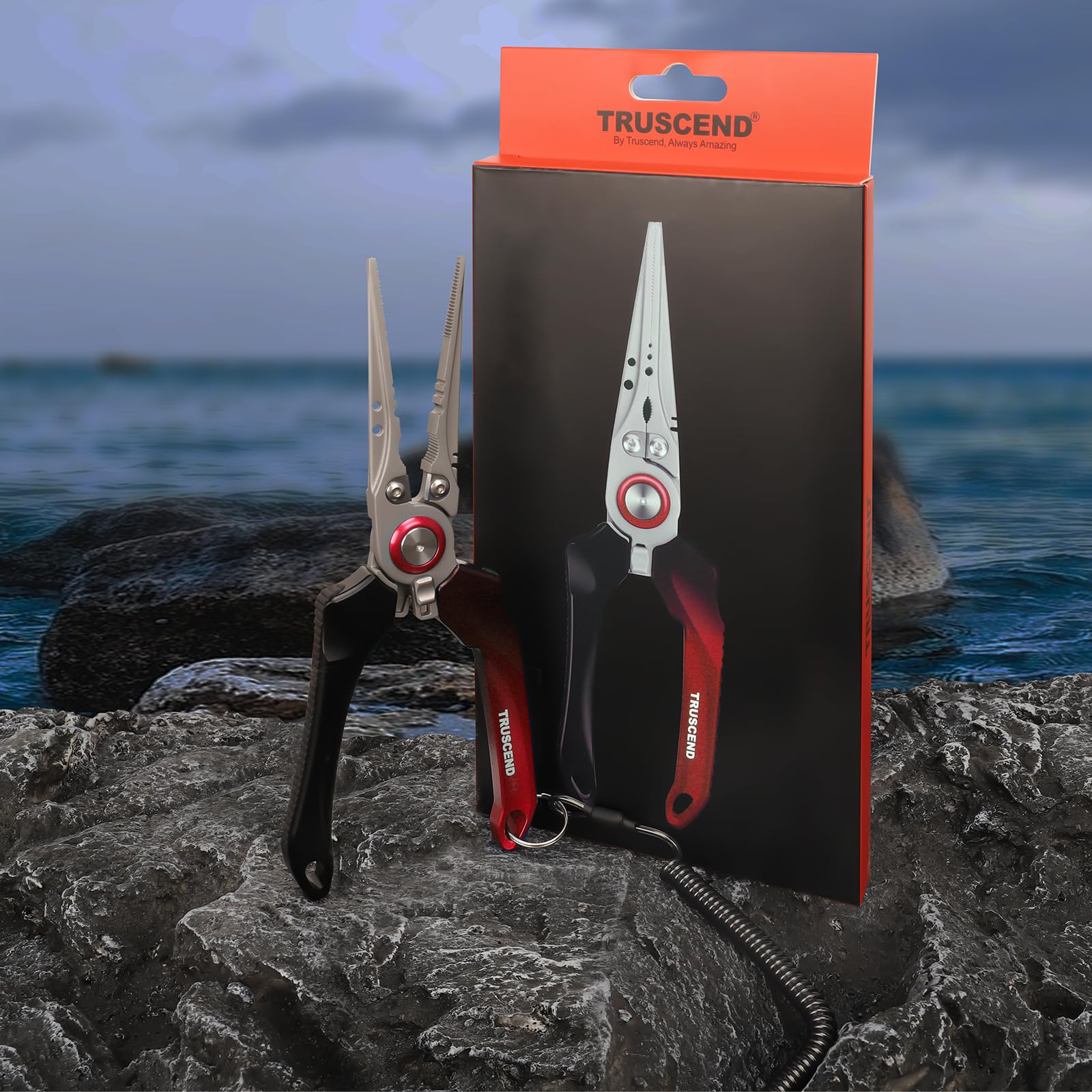 TRUSCEND Lockable Fishing Pliers - Saltwater Resistant With Line Cutter & Hook Remover
