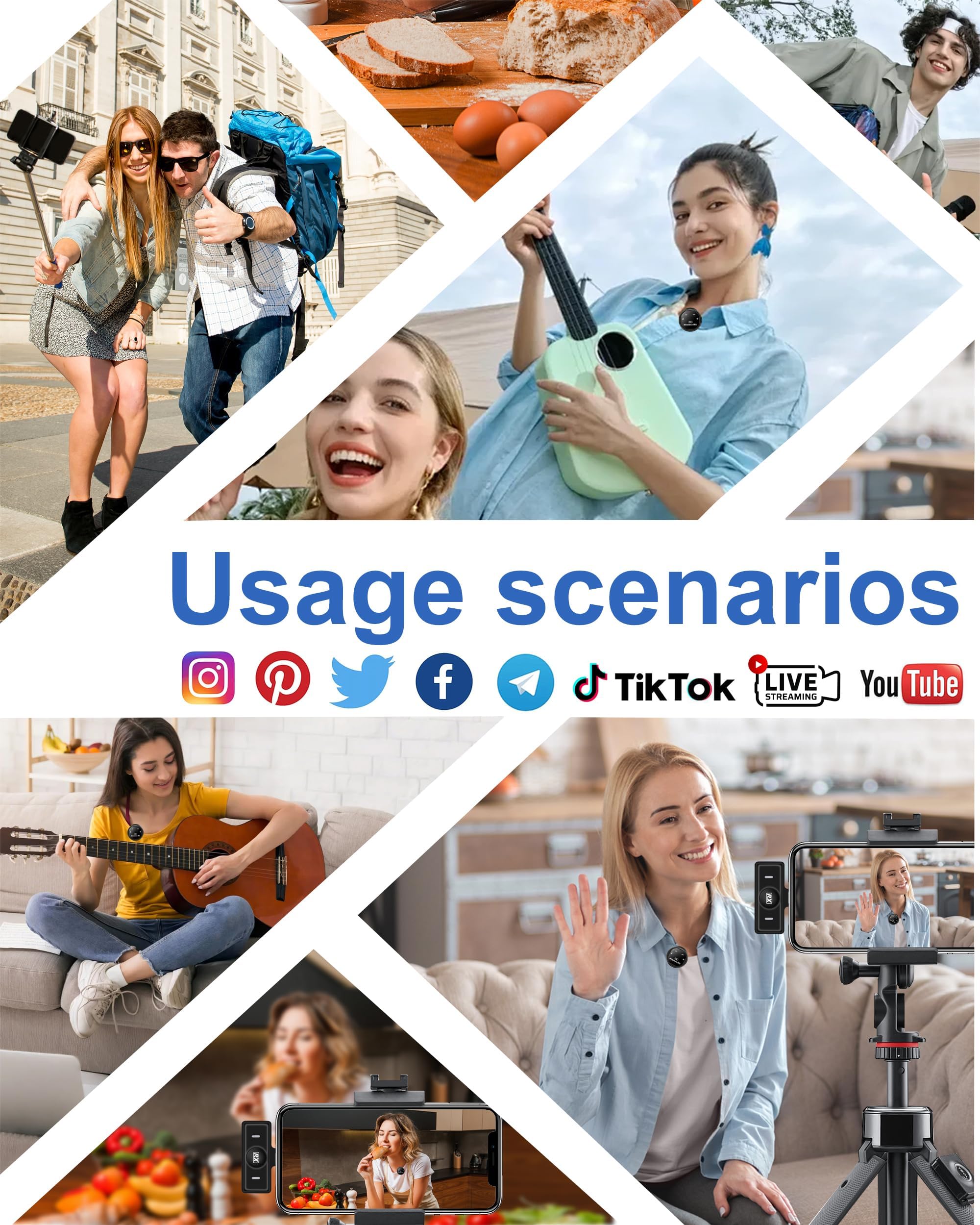 Micro cravate sans fil pour iPhone et Android – Mini micro Plug & Play avec suppression du bruit, longue durée de vie, transmission stable, idéal pour l'enregistrement vidéo, le vlogging et le