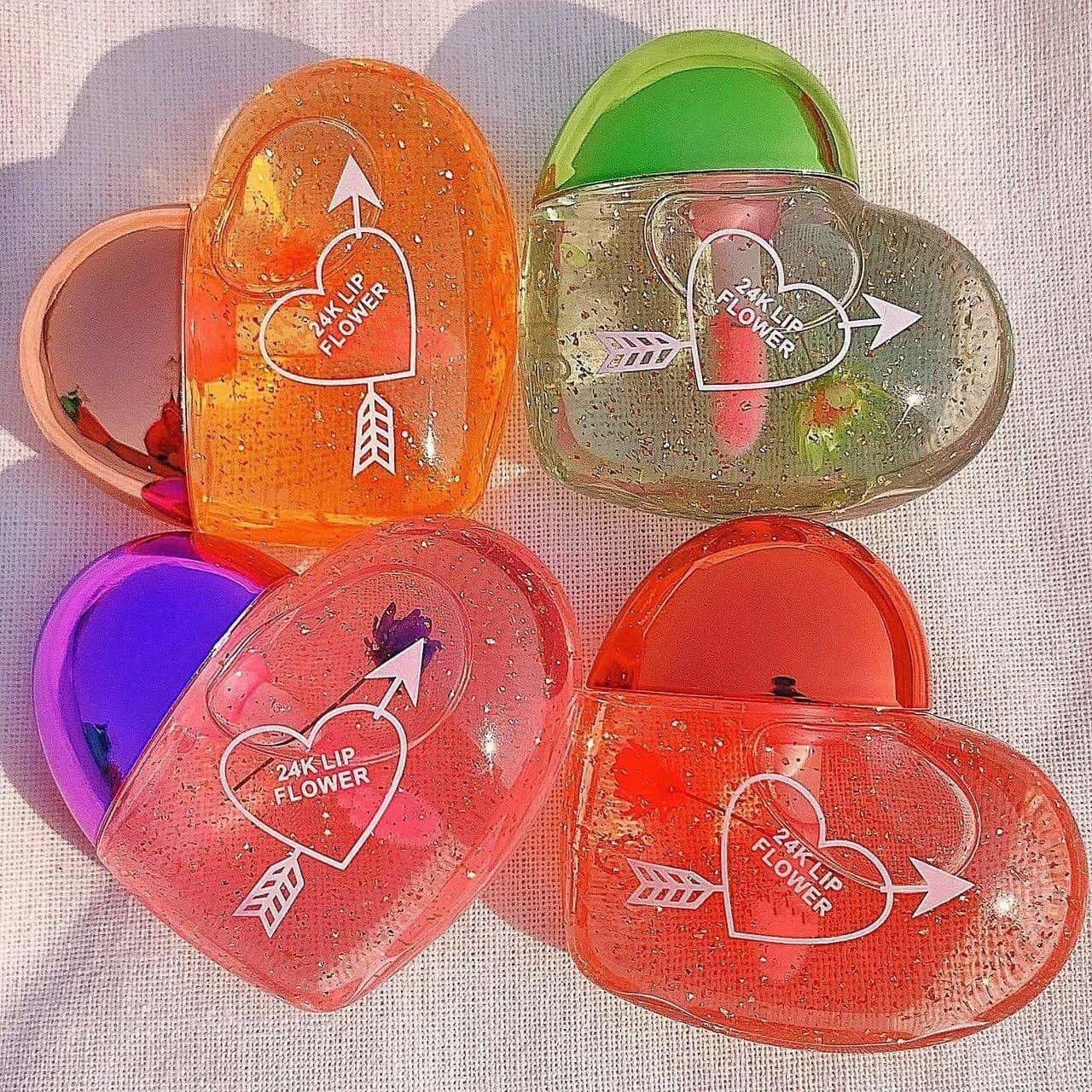 LOCANS Lip Glossy Tint For Dry And Chapped Lips In Cute Heart-Shaped Packaging Hydrating Lip Glossy For Dry Lips – Multicolour Metallic-Finished Packaging (Pack Of 3)