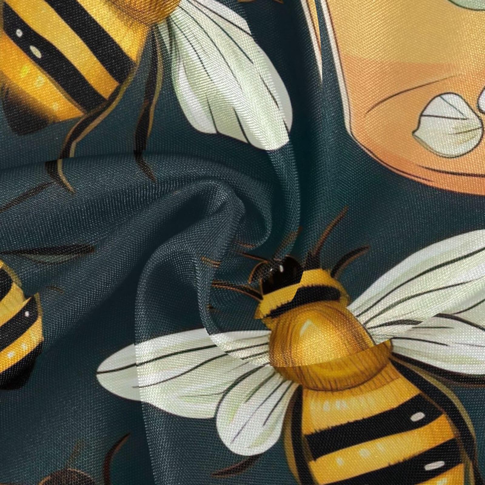 Wajiw 60 Inch Indoor Outdoor Round Tablecloth with Umbrella Hole and Zipper Waterproof Patio Table Cover for Camping Dining Room Party Outdoor Picnic,Bees