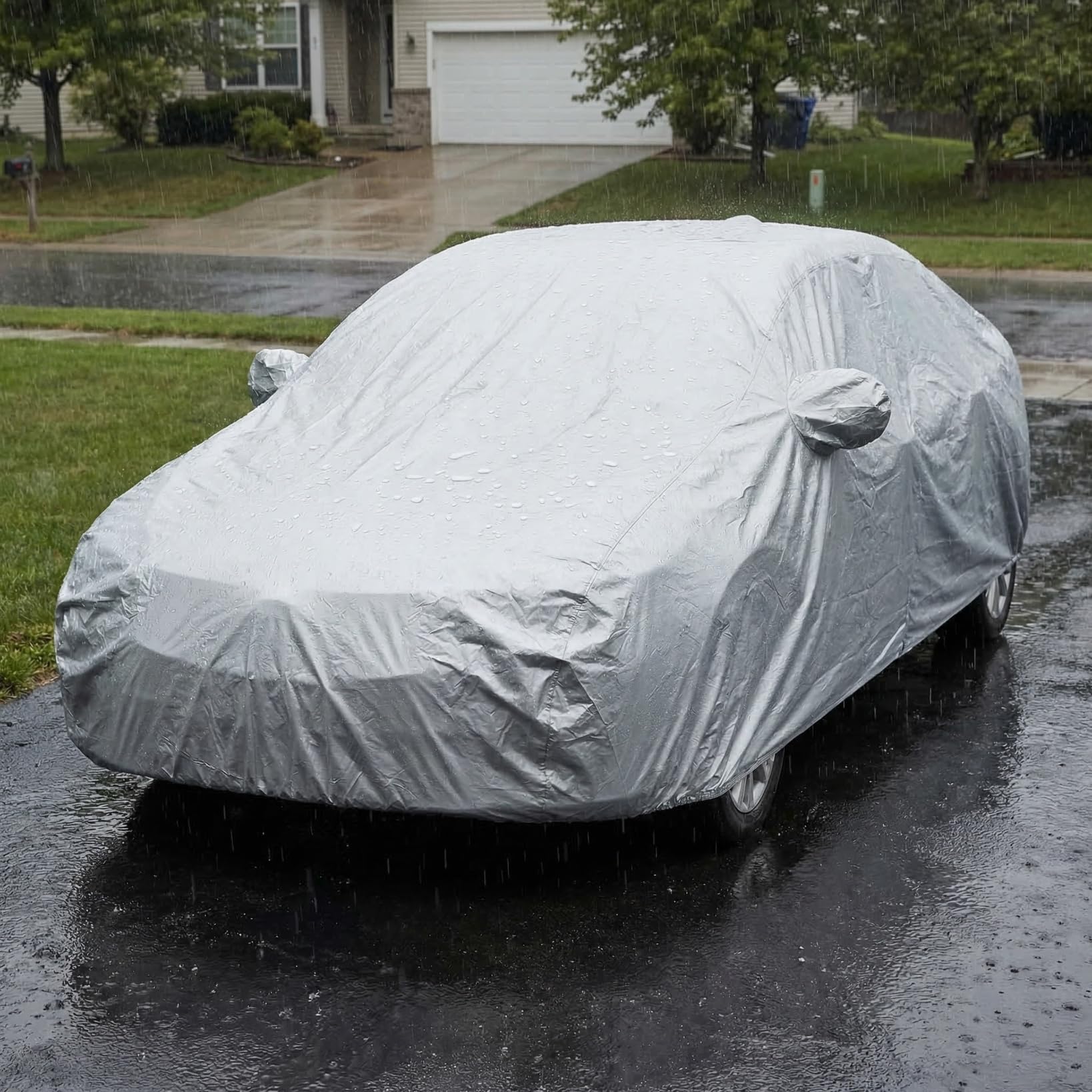 STOBOK Universelle Autoabdeckung, 490 x 170 x 110 cm WasserdichtAutoplane Outdoor, UV-Schutz Abdeckplane Auto Winter Sommer, Faltgarage Car Cover - XL