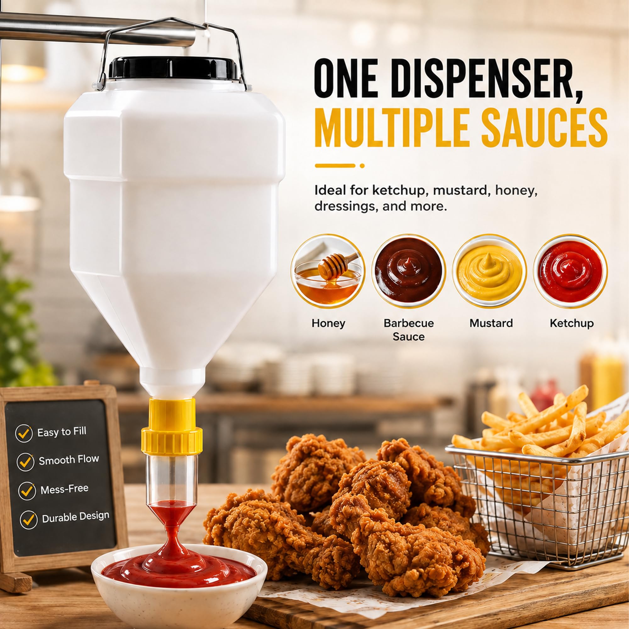 5,5 L Botella dispensador de salsa, antifugas para restaurante y cocina