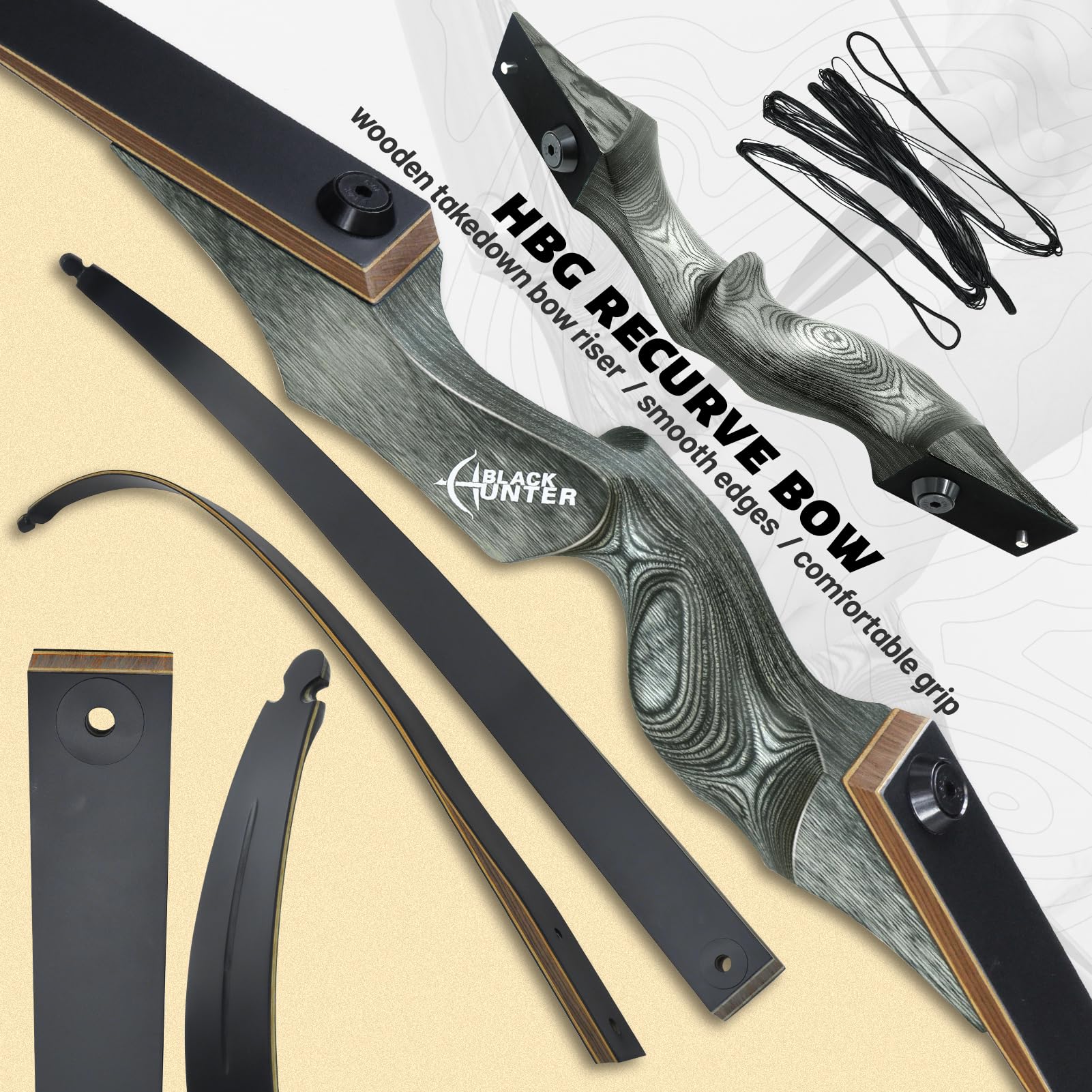 Arc Recourbé 60 Black Hunter - 20-45 Lbs - Bois Et Bambou