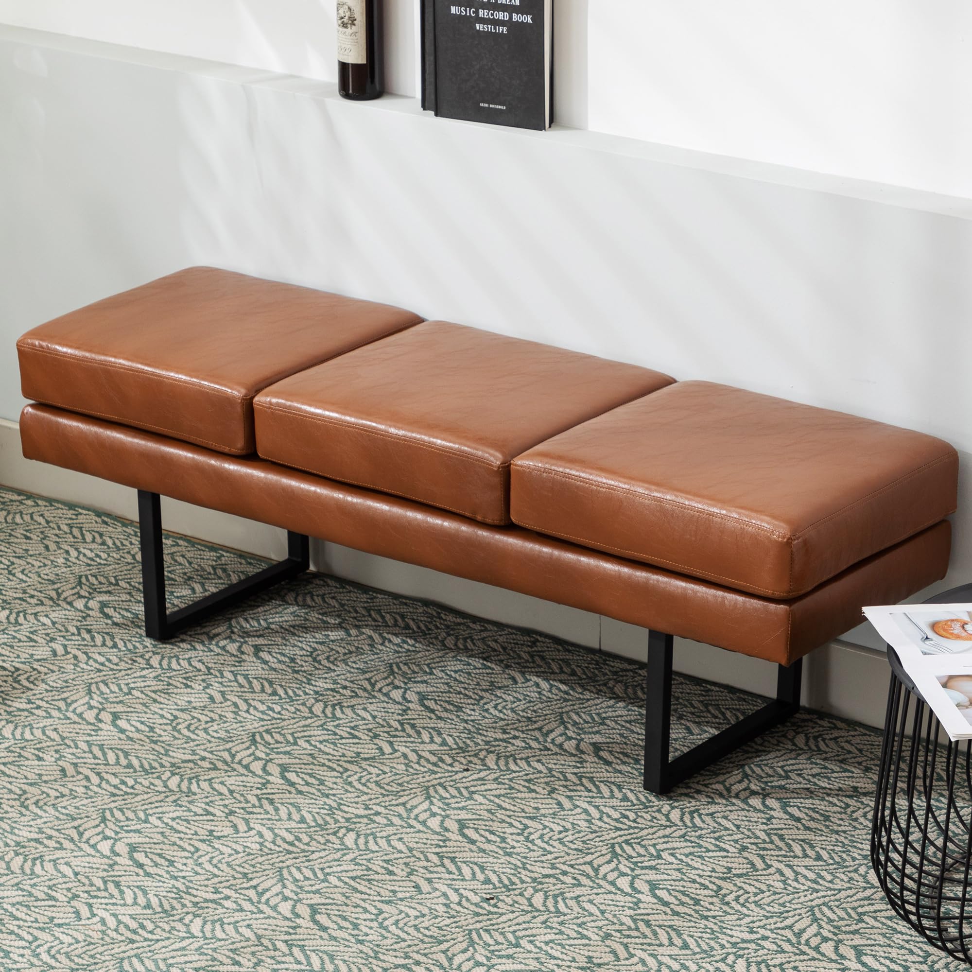 Okeysen Waiting Room Chairs Bench Seat,Office Guest Receptions Bench,57 Inches Conference Room Chairs with 3 Seats,Upholstered Lobby Chairs Salon Shop