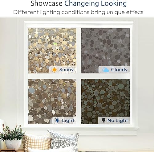 Miniatura 7 de rabbitgoo Window Privacy Film, Decorative Rainbow Window Clings for Glass Covering, Static Cling Non Adhesive Door Stickers, Stained Glass Vinyl